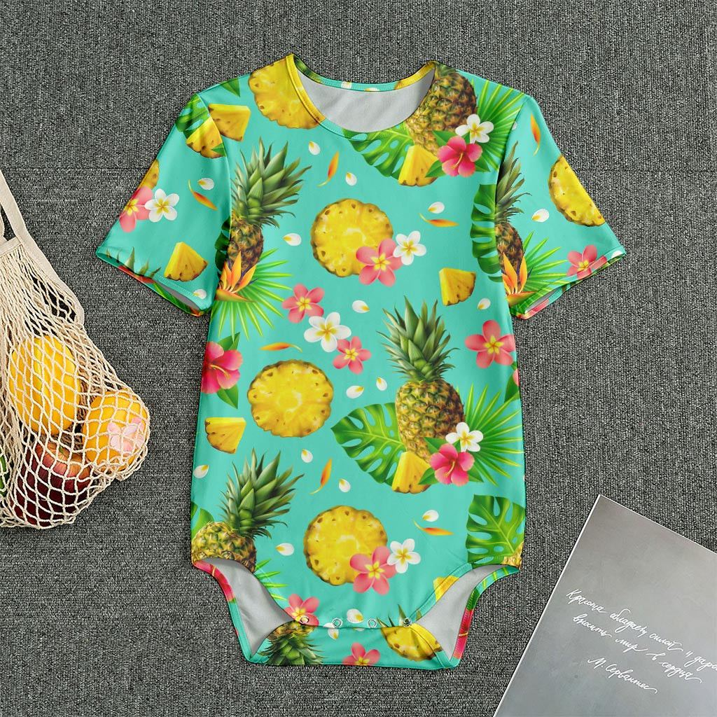 Blue Aloha Pineapple Pattern Print Men's Bodysuit