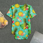 Blue Aloha Pineapple Pattern Print Men's Bodysuit