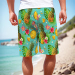 Blue Aloha Pineapple Pattern Print Men's Cargo Shorts