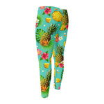 Blue Aloha Pineapple Pattern Print Men's Compression Pants