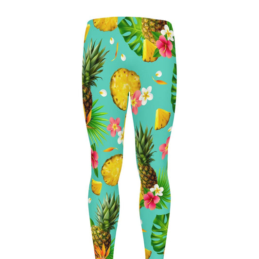 Blue Aloha Pineapple Pattern Print Men's leggings