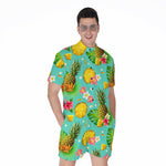 Blue Aloha Pineapple Pattern Print Men's Rompers