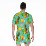 Blue Aloha Pineapple Pattern Print Men's Rompers