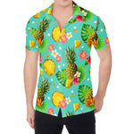 Blue Aloha Pineapple Pattern Print Men's Shirt