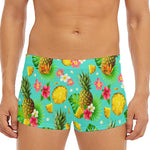 Blue Aloha Pineapple Pattern Print Men's Short Boxer Briefs