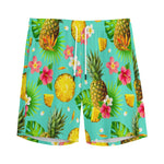 Blue Aloha Pineapple Pattern Print Men's Sports Shorts