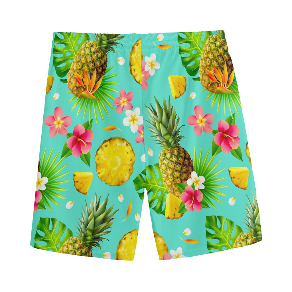 Blue Aloha Pineapple Pattern Print Men's Sports Shorts