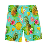 Blue Aloha Pineapple Pattern Print Men's Sports Shorts