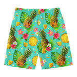 Blue Aloha Pineapple Pattern Print Men's Swim Trunks