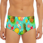 Blue Aloha Pineapple Pattern Print Men's Triangle Swim Briefs