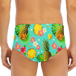 Blue Aloha Pineapple Pattern Print Men's Triangle Swim Briefs