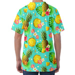 Blue Aloha Pineapple Pattern Print Men's Velvet T-Shirt