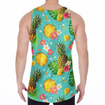 Blue Aloha Pineapple Pattern Print Men's Velvet Tank Top