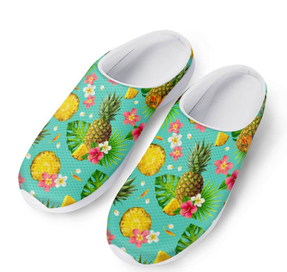 Blue Aloha Pineapple Pattern Print Mesh Casual Shoes
