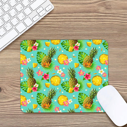 Blue Aloha Pineapple Pattern Print Mouse Pad