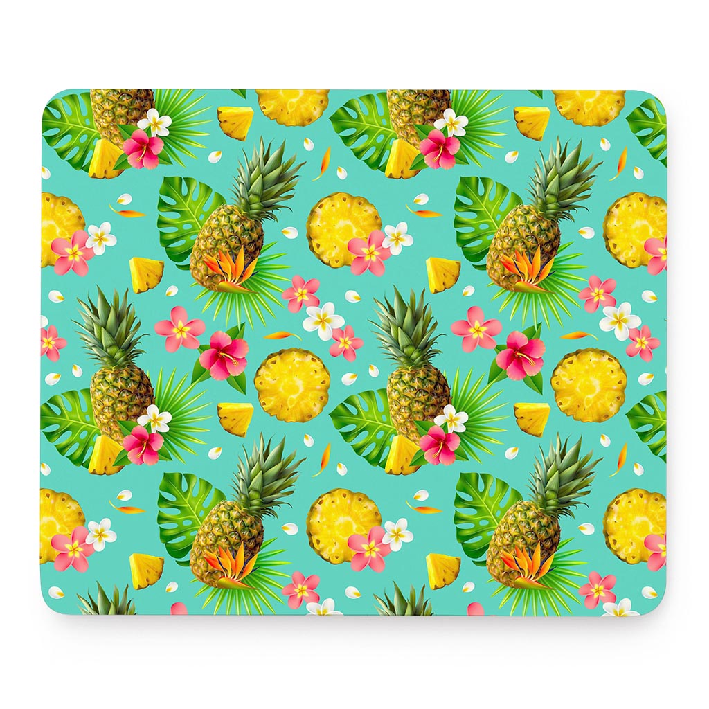 Blue Aloha Pineapple Pattern Print Mouse Pad
