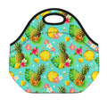Blue Aloha Pineapple Pattern Print Neoprene Lunch Bag