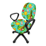 Blue Aloha Pineapple Pattern Print Office Chair Cover