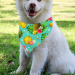 Blue Aloha Pineapple Pattern Print Over The Collar Dog Bandana