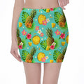 Blue Aloha Pineapple Pattern Print Pencil Mini Skirt