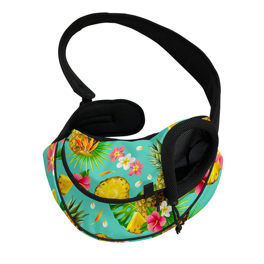Blue Aloha Pineapple Pattern Print Pet Sling Carrier