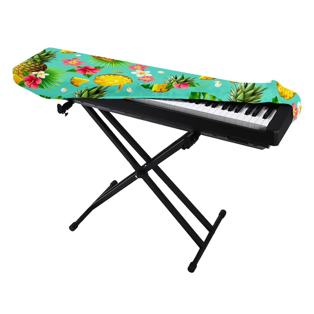 Blue Aloha Pineapple Pattern Print Piano Keyboard Cover