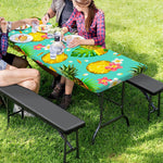 Blue Aloha Pineapple Pattern Print Picnic Table Cover