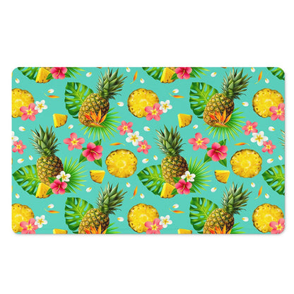 Blue Aloha Pineapple Pattern Print Polyester Doormat