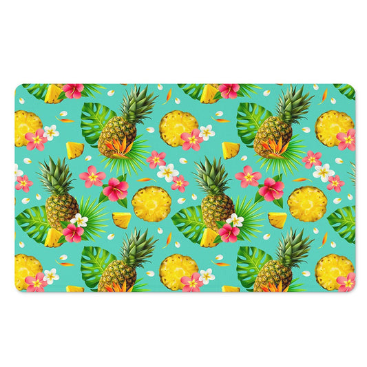 Blue Aloha Pineapple Pattern Print Polyester Doormat