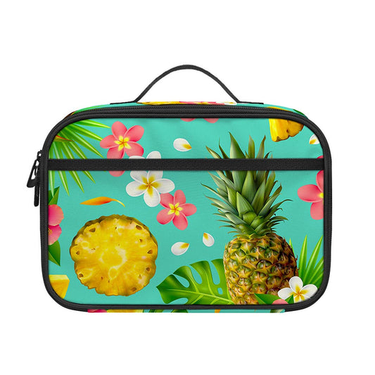 Blue Aloha Pineapple Pattern Print Portable Lunch Bag