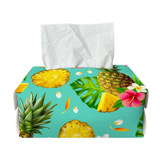 Blue Aloha Pineapple Pattern Print Rectangle Tissue Box Cover