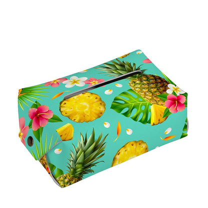 Blue Aloha Pineapple Pattern Print Rectangle Tissue Box Cover