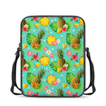 Blue Aloha Pineapple Pattern Print Rectangular Crossbody Bag