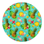 Blue Aloha Pineapple Pattern Print Round Blanket