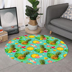 Blue Aloha Pineapple Pattern Print Round Rug