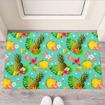 Blue Aloha Pineapple Pattern Print Rubber Doormat