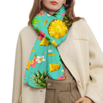 Blue Aloha Pineapple Pattern Print Scarf
