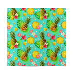 Blue Aloha Pineapple Pattern Print Silk Bandana