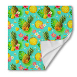 Blue Aloha Pineapple Pattern Print Silk Bandana