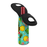 Blue Aloha Pineapple Pattern Print Single Neoprene Wine Tote