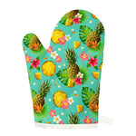 Blue Aloha Pineapple Pattern Print Single Oven Mitt