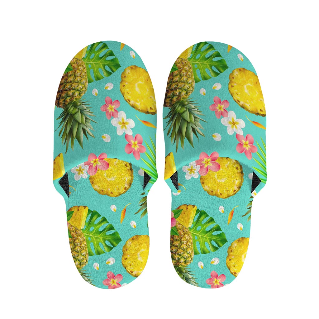 Blue Aloha Pineapple Pattern Print Slippers