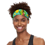 Blue Aloha Pineapple Pattern Print Sports Headband
