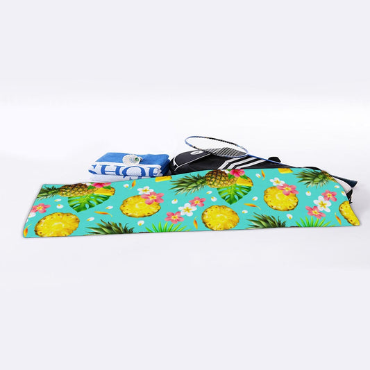 Blue Aloha Pineapple Pattern Print Sports Towel