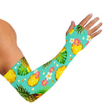 Blue Aloha Pineapple Pattern Print Sun Protection Arm Sleeves