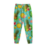 Blue Aloha Pineapple Pattern Print Sweatpants