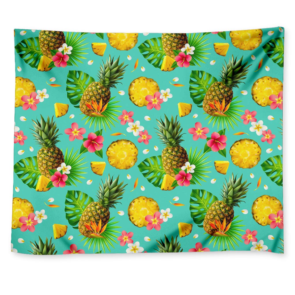 Blue Aloha Pineapple Pattern Print Tapestry