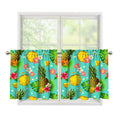 Blue Aloha Pineapple Pattern Print Tier Curtains