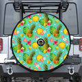 Blue Aloha Pineapple Pattern Print Tire Cover With Camera Hole