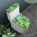 Blue Aloha Pineapple Pattern Print Toilet Lid And Tank Cover Set